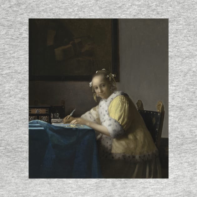 A Lady Writing by Jan Vermeer by Classic Art Stall